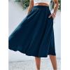 imageVerdusa Womens Elastic Waist Pocket Side A Line Midi Swing Flared SkirtDeep Blue