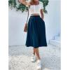 imageVerdusa Womens Elastic Waist Pocket Side A Line Midi Swing Flared SkirtDeep Blue