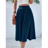 imageVerdusa Womens Elastic Waist Pocket Side A Line Midi Swing Flared SkirtDeep Blue