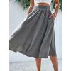 imageVerdusa Womens Elastic Waist Pocket Side A Line Midi Swing Flared SkirtGrey