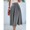 imageVerdusa Womens Elastic Waist Pocket Side A Line Midi Swing Flared SkirtGrey