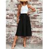imageVerdusa Womens Elastic Waist Pocket Side A Line Midi Swing Flared SkirtSolid Black