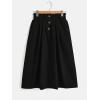 imageVerdusa Womens Elastic Waist Pocket Side A Line Midi Swing Flared SkirtSolid Black