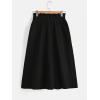 imageVerdusa Womens Elastic Waist Pocket Side A Line Midi Swing Flared SkirtSolid Black