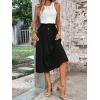 imageVerdusa Womens Elastic Waist Pocket Side A Line Midi Swing Flared SkirtSolid Black