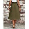 imageVerdusa Womens Elastic Waist Pocket Side A Line Midi Swing Flared SkirtSolid Green