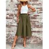 imageVerdusa Womens Elastic Waist Pocket Side A Line Midi Swing Flared SkirtSolid Green