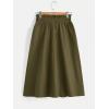 imageVerdusa Womens Elastic Waist Pocket Side A Line Midi Swing Flared SkirtSolid Green