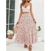 imageVerdusa Womens Floral Print Elastic High Waist Pleated Ruffle Flowy Long SkirtsMulticolor Pink