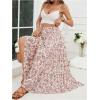 imageVerdusa Womens Floral Print Elastic High Waist Pleated Ruffle Flowy Long SkirtsMulticolor Pink
