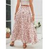 imageVerdusa Womens Floral Print Elastic High Waist Pleated Ruffle Flowy Long SkirtsMulticolor Pink
