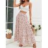 imageVerdusa Womens Floral Print Elastic High Waist Pleated Ruffle Flowy Long SkirtsMulticolor Pink