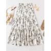 imageVerdusa Womens Floral Print Elastic High Waist Pleated Ruffle Flowy Long SkirtsWhite Floral