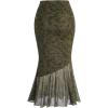 imageVerdusa Womens Floral Print High Waist Bodycon Ruffle Hem Fishtail Long SkirtGoth Green