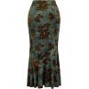 imageVerdusa Womens Floral Print High Waist Bodycon Ruffle Hem Fishtail Long SkirtGreen