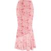 imageVerdusa Womens Floral Print High Waist Bodycon Ruffle Hem Fishtail Long SkirtLight Pink