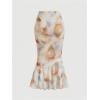 imageVerdusa Womens Floral Print High Waist Bodycon Ruffle Hem Fishtail Long SkirtMulticolor