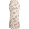 imageVerdusa Womens Floral Print High Waist Bodycon Ruffle Hem Fishtail Long SkirtYellow