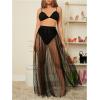 imageVerdusa Womens High Waist Sheer Mesh A Line Flowy Maxi Skirt Cover UpMesh Black