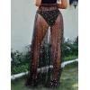 imageVerdusa Womens High Waist Sheer Mesh A Line Flowy Maxi Skirt Cover UpStar Print Black
