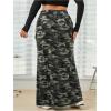 imageVerdusa Womens Plus Size Casual Drawstring High Waist Camo Print Bodycon Long SkirtGreen Multi