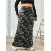 imageVerdusa Womens Plus Size Casual Drawstring High Waist Camo Print Bodycon Long SkirtGreen Multi