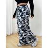 imageVerdusa Womens Plus Size Casual Drawstring High Waist Camo Print Bodycon Long SkirtMulticolor