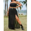 imageVerdusa Womens Plus Size Skirts High Waist Split Side Sheer Mesh A Line Long SkirtBlack