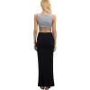 imageVerdusa Womens Solid Color High Waist Side Split Maxi SkirtBlack