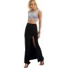 imageVerdusa Womens Solid Color High Waist Side Split Maxi SkirtBlack