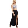 imageVerdusa Womens Solid Color High Waist Side Split Maxi SkirtBlack