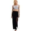 imageVerdusa Womens Solid Color High Waist Side Split Maxi SkirtBlack