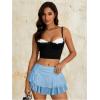 imageVerdusa Womens Y2k Elastic Waist Lace Mesh Layered Ruffled Mini Skirt SkortLight Blue