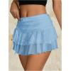 imageVerdusa Womens Y2k Elastic Waist Lace Mesh Layered Ruffled Mini Skirt SkortLight Blue