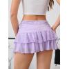 imageVerdusa Womens Y2k Elastic Waist Lace Mesh Layered Ruffled Mini Skirt SkortLilac Purple