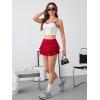 imageVerdusa Womens Y2k Elastic Waist Lace Mesh Layered Ruffled Mini Skirt SkortScarlet