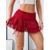 imageVerdusa Womens Y2k Elastic Waist Lace Mesh Layered Ruffled Mini Skirt SkortScarlet