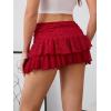 imageVerdusa Womens Y2k Elastic Waist Lace Mesh Layered Ruffled Mini Skirt SkortScarlet