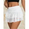imageVerdusa Womens Y2k Elastic Waist Lace Mesh Layered Ruffled Mini Skirt SkortWhite