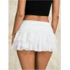 imageVerdusa Womens Y2k Elastic Waist Lace Mesh Layered Ruffled Mini Skirt SkortWhite