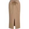 imageVerdusa Womens Drawstring Elastic Waist Slit Hem Midi Skirt with PocketsBrown