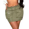 imageVerdusa Womens Drawstring Paperbag Waist Short Bodycon Cargo Skirt with PocketArmy Green