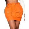 imageVerdusa Womens Drawstring Paperbag Waist Short Bodycon Cargo Skirt with PocketOrange