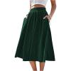 imageVerdusa Womens Elastic Waist Pocket Side A Line Midi Swing Flared SkirtDark Green