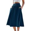 imageVerdusa Womens Elastic Waist Pocket Side A Line Midi Swing Flared SkirtDeep Blue