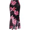 imageVerdusa Womens Floral Print High Waist Bodycon Ruffle Hem Fishtail Long SkirtBlack and Pink