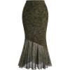 imageVerdusa Womens Floral Print High Waist Bodycon Ruffle Hem Fishtail Long SkirtGoth Green