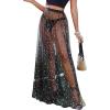 imageVerdusa Womens High Waist Sheer Mesh A Line Flowy Maxi Skirt Cover UpStar Print Black