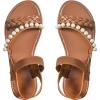 imageVerdusa Womens Pearls Braided Flat Sandals Open Toe Slip On Beach SlidesMedium Brown