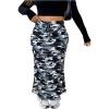 imageVerdusa Womens Plus Size Casual Drawstring High Waist Camo Print Bodycon Long SkirtMulticolor